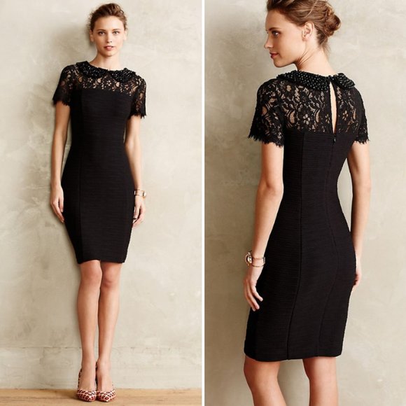 Anthropologie Dresses & Skirts - Anthro Maeve Jeweled Peter Pan Collar Sheath Dress